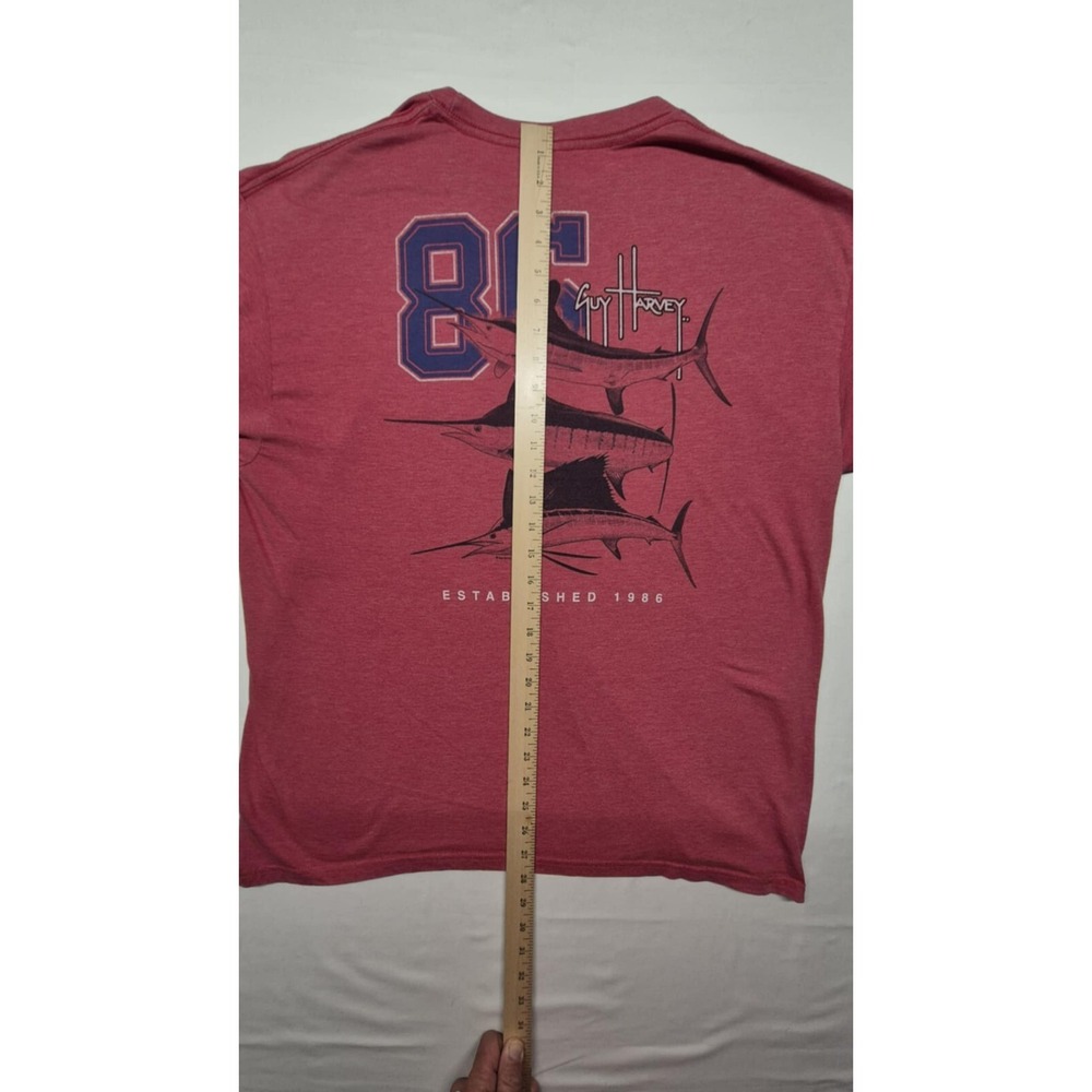 Guy Harvey men's red‎ fishing logo graphic t-shirt 86 swordfish two sided sz. XL - Picture 6 of 9